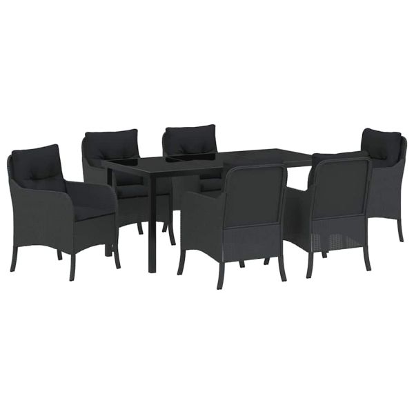 Комплект за хранене в градината 7 pcs Черно полиратан