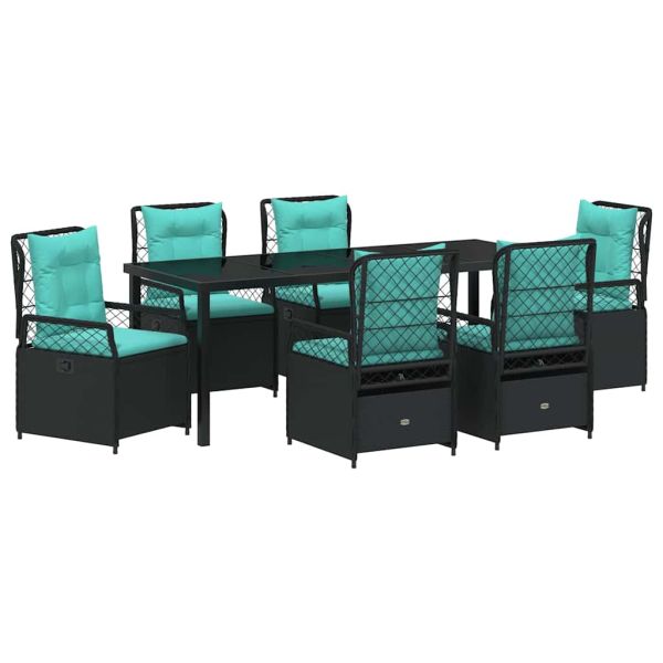 Комплект за хранене в градината 7 pcs Черно полиратан