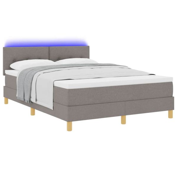 LED кутия за пружини с легло Таупе 140 x 190 cm текстил
