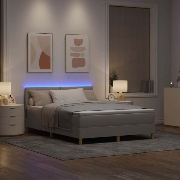 LED кутия за пружини с легло Таупе 140 x 190 cm текстил