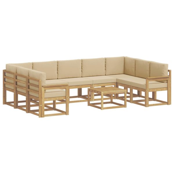 Комплект дивани за открито 10 pcs Бяло и Бежово 59 x 59 x 37 см