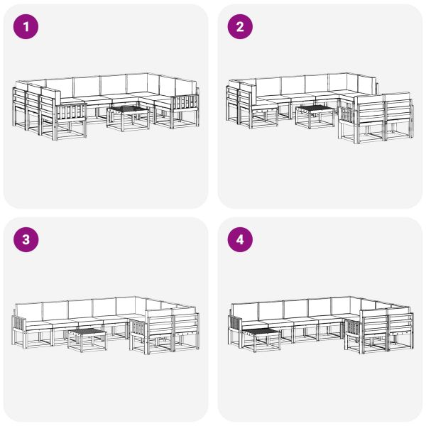 Комплект дивани за открито 10 pcs Бяло и Бежово 59 x 59 x 37 см