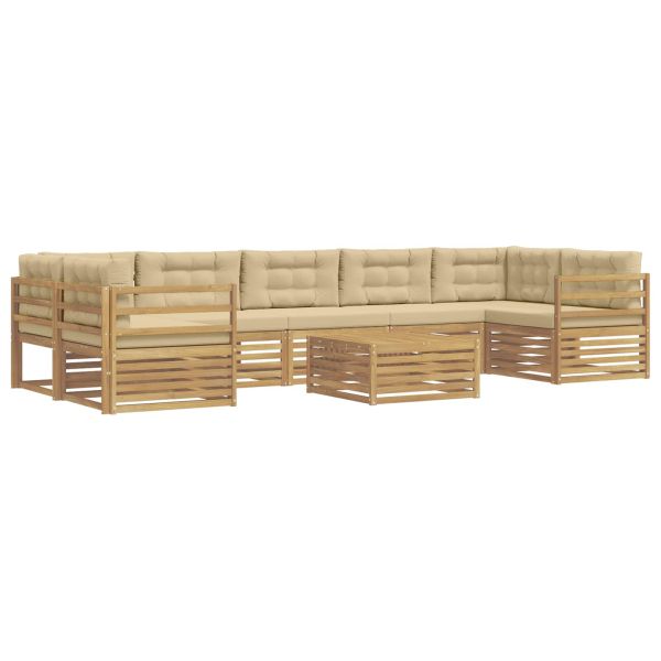 Комплект дивани за открито 8 pcs Бяло и Бежово
