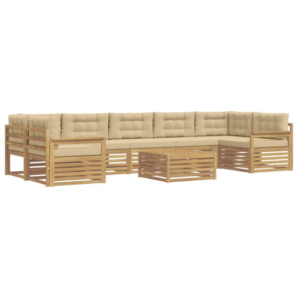 Комплект дивани за открито 8 pcs Бяло и Бежово