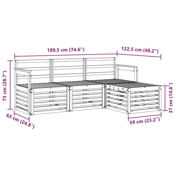 Комплект дивани за открито 4 pcs Бяло 189,5 x 122,5 x 73 см
