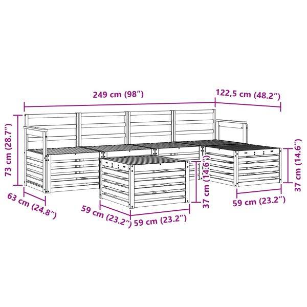 Комплект дивани за открито 6 pcs Бяло 59 x 59 x 37 см