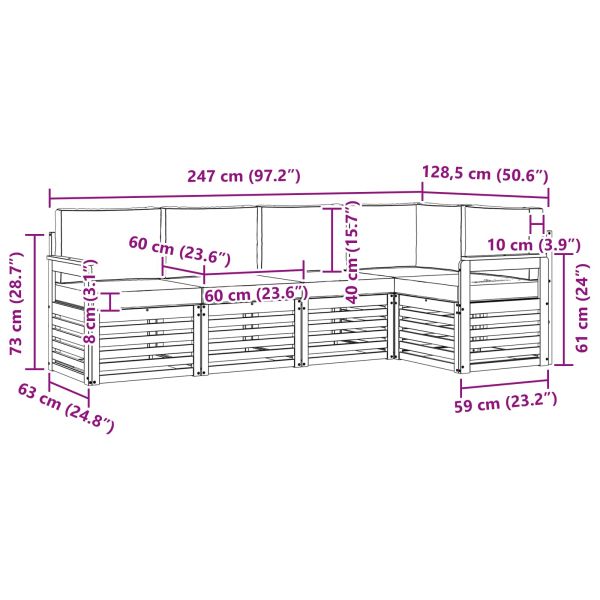 Комплект дивани за открито 5 pcs Бяло и кремаво
