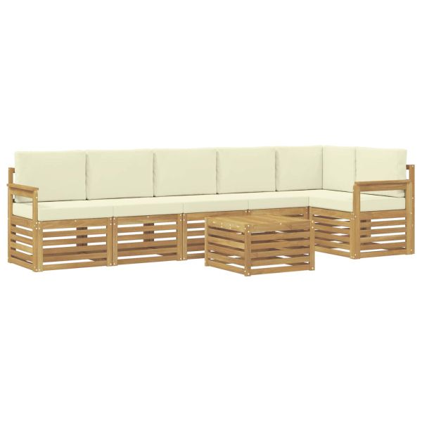 Комплект дивани за открито 7 pcs Бяло и кремаво 59 x 59 x 37 см