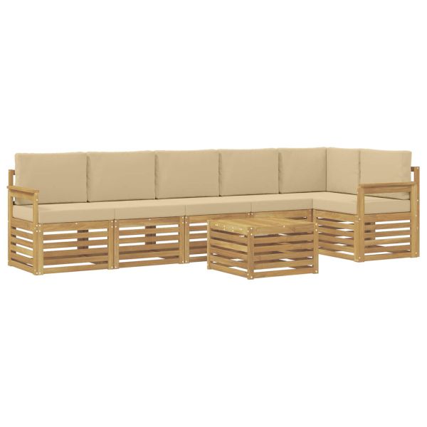 Комплект дивани за открито 7 pcs Бяло и Бежово 59 x 59 x 37 см