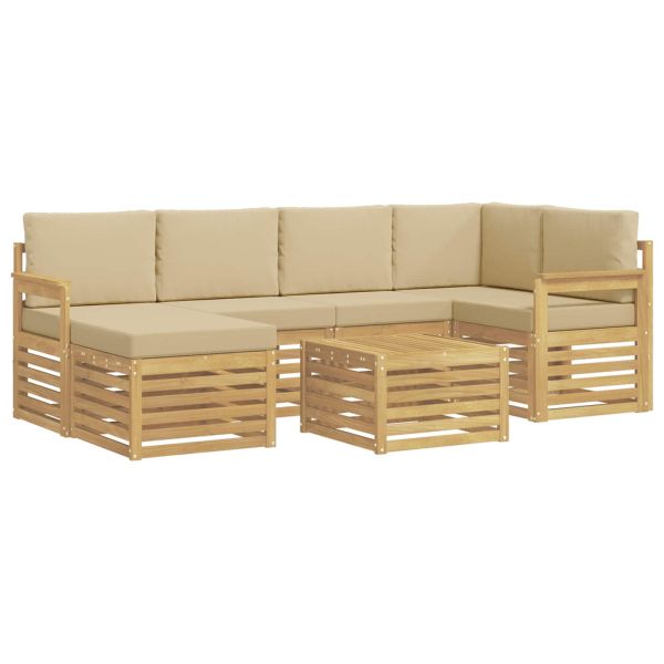 Комплект дивани за открито 7 pcs Бяло и Бежово 59 x 59 x 37 см