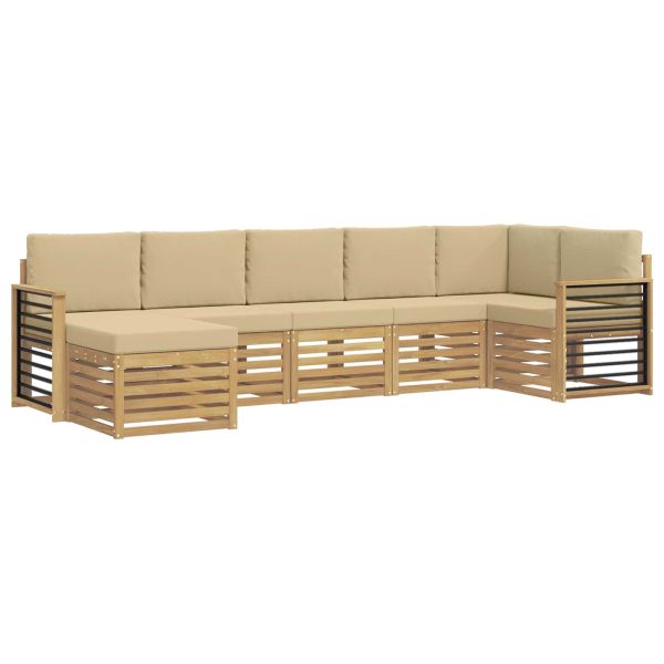Комплект дивани за открито 7 pcs Бяло и Бежово