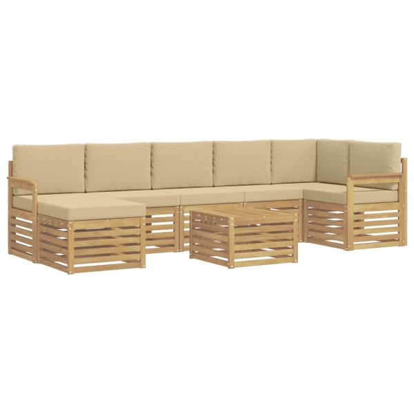 Комплект дивани за открито 7 pcs Бял и Бежов 59 x 59 x 37 см