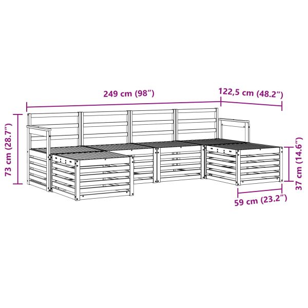 Комплект дивани за открито 5 pcs Бяло 249 x 122,5 x 73 см