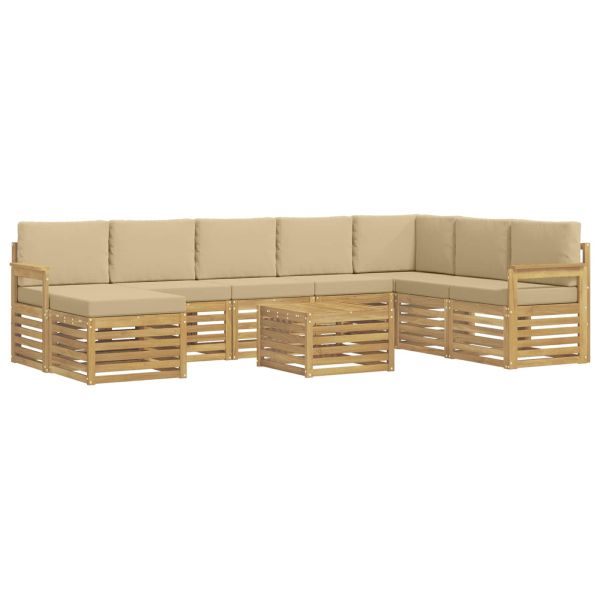 Комплект дивани за открито 7 pcs Бял и Бежов 59 x 59 x 37 см