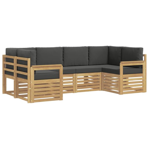 Комплект дивани за открито 5 pcs Бяло и антрацит