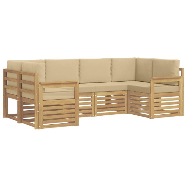 Комплект дивани за открито 5 pcs Бял и Бежов