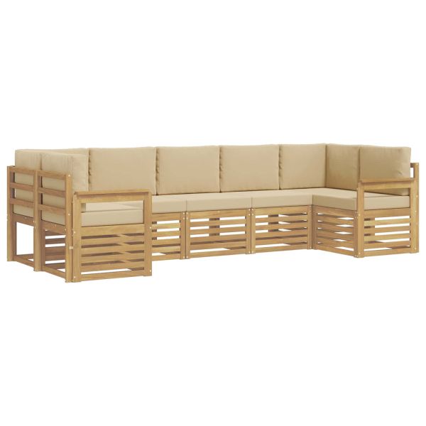 Комплект дивани за открито 6 pcs Бял и Бежов