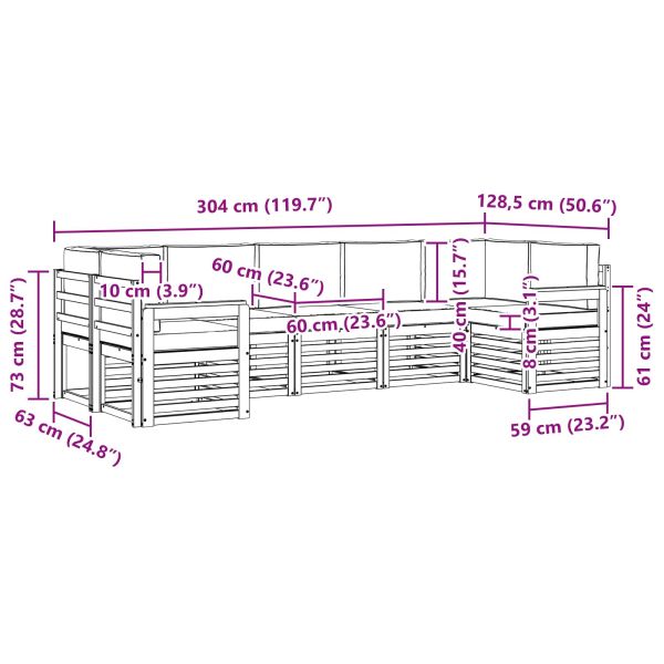 Комплект дивани за открито 6 pcs Бял и Бежов