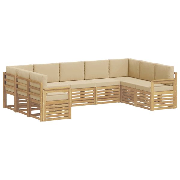 Комплект дивани за открито 7 pcs Бял и Бежов