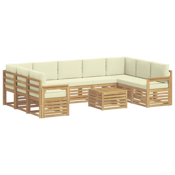 Комплект дивани за открито 8 pcs Бяло и Кремаво 59 x 59 x 37 см