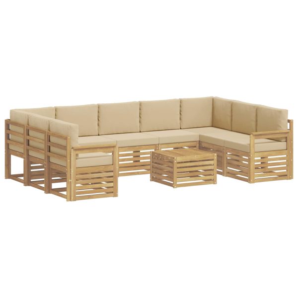 Комплект дивани за открито 8 pcs Бял и Бежов 59 x 59 x 37 см