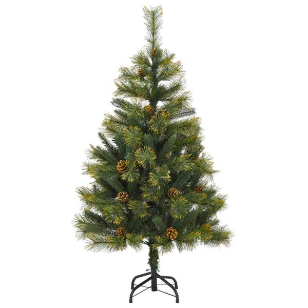 Изкуствена коледна елха с хингед и шишарки Зелен 120 cm
