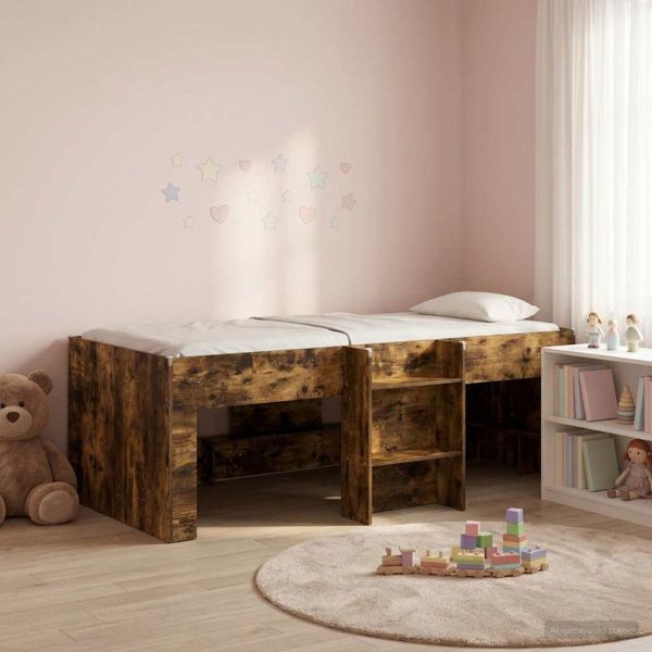 Легло за деца с висока рамка 2 pcs Опушен дъб 90 x 200 cm