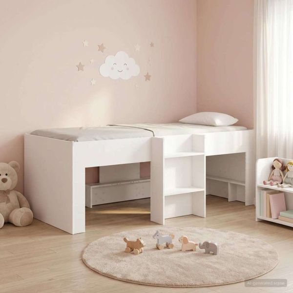 Легло за деца с висока рамка 2 pcs Бяло 193 x 96,1 x 68,5 см