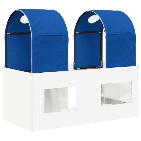 Легло с тунел 4 pcs Бяло и синьо Инженерна дървесина