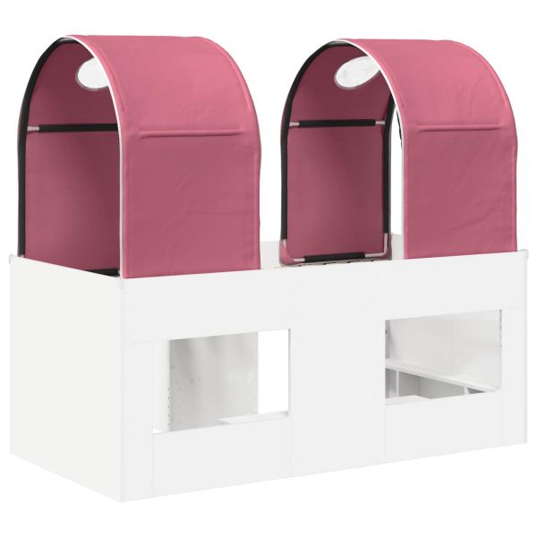 Легло с тунел 4 pcs Бяло и розово Инженерна дървесина
