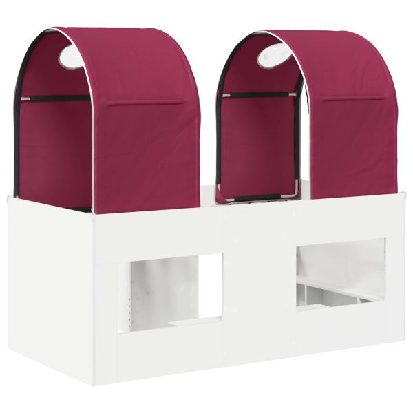 Легло с тунел 4 pcs Бяло и червено Инженерна дървесина