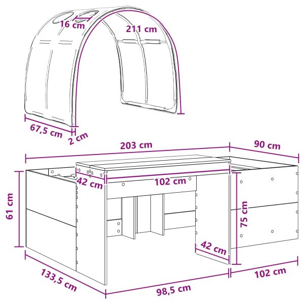 Легло с тунел 4 pcs Артизан дъб и светло синьо