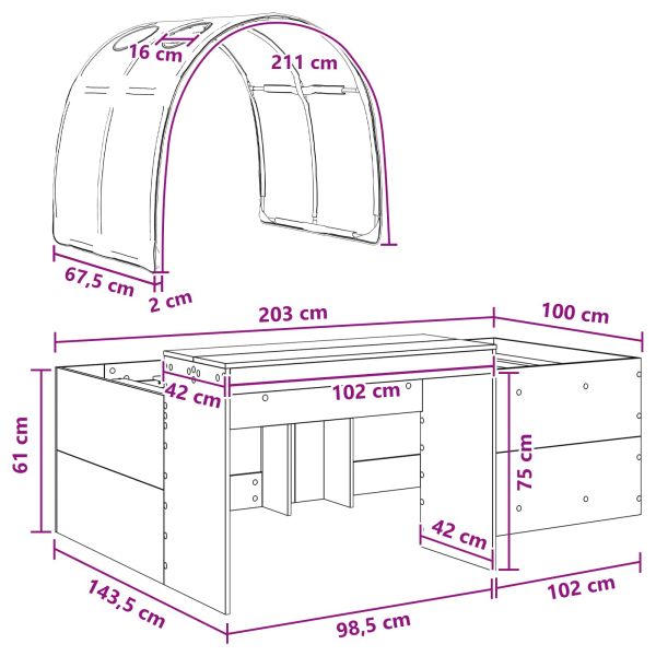 Легло с тунел 4 pcs Бяло и светлосиньо Инженерна дървесина