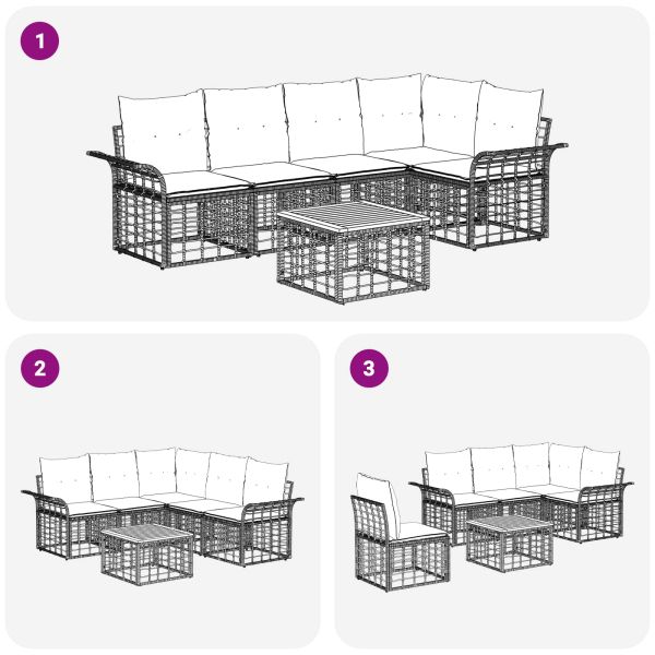 Комплект дивани за открито 6 pcs Естествено и кремаво бяло