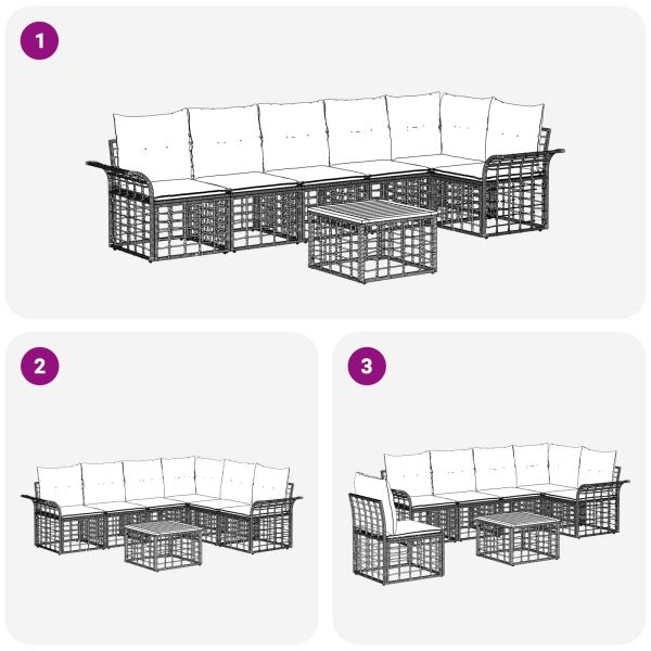 Комплект дивани за открито 7 pcs Естествено и кремаво бяло