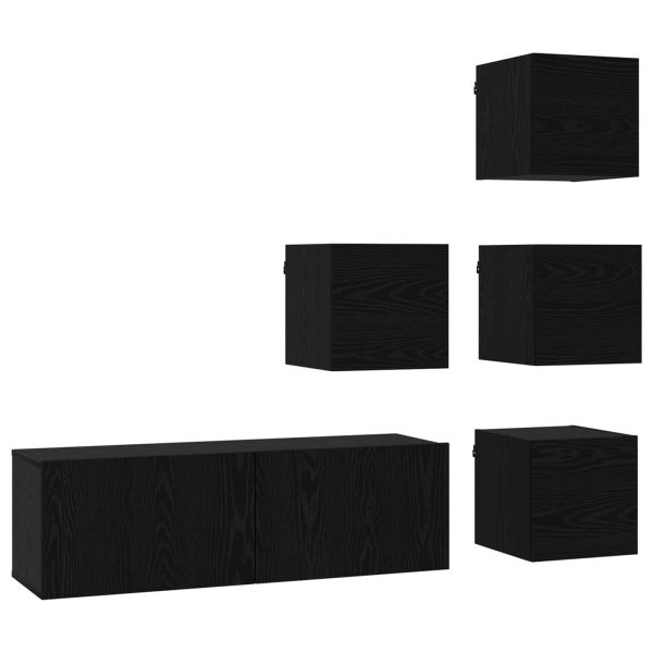 Комплект ТВ шкаф 5 pcs 100 x 30 x 30 cm Черен дъб