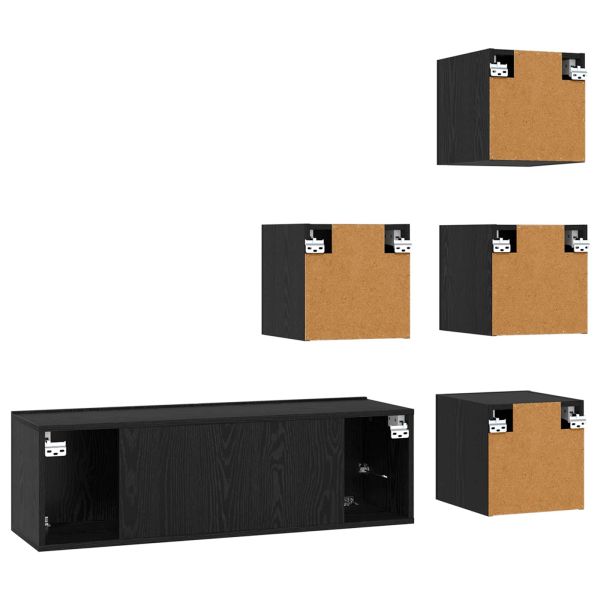 Комплект ТВ шкаф 5 pcs 100 x 30 x 30 cm Черен дъб