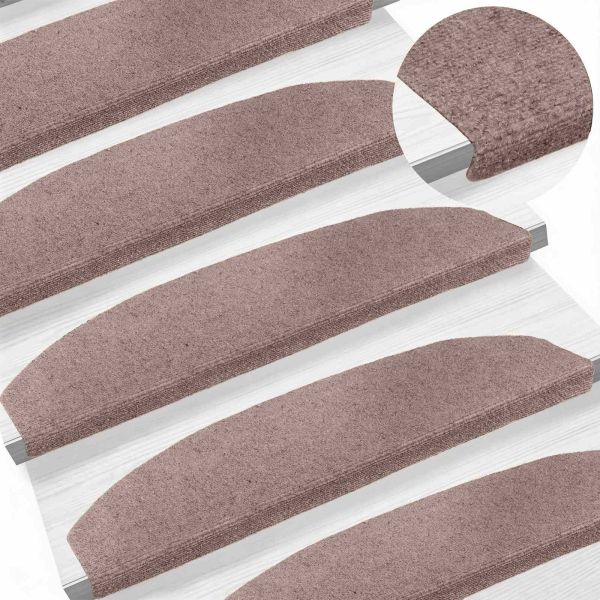 Самозалепващи стъпаловидни постелки Полукръг 15 pcs Бежово
