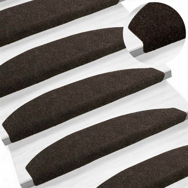 Самозалепващи стъпаловидни постелки Полукръг 15 pcs Тъмен кафяв