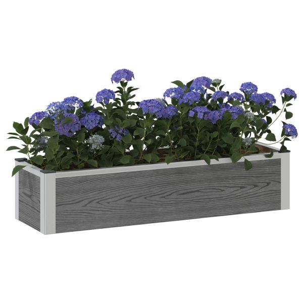 Градинска повдигната леха Сиво 100 x 30 x 22 см WPC и алуминий