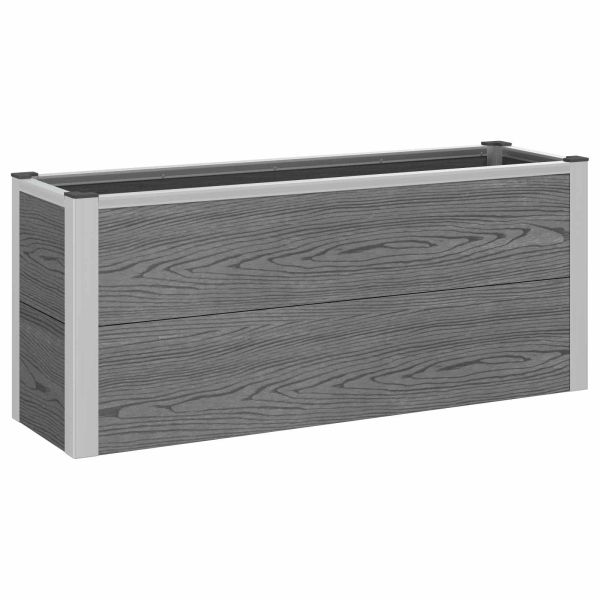 Градинска повдигната леха Сиво 100 x 30 x 22 см WPC и алуминий