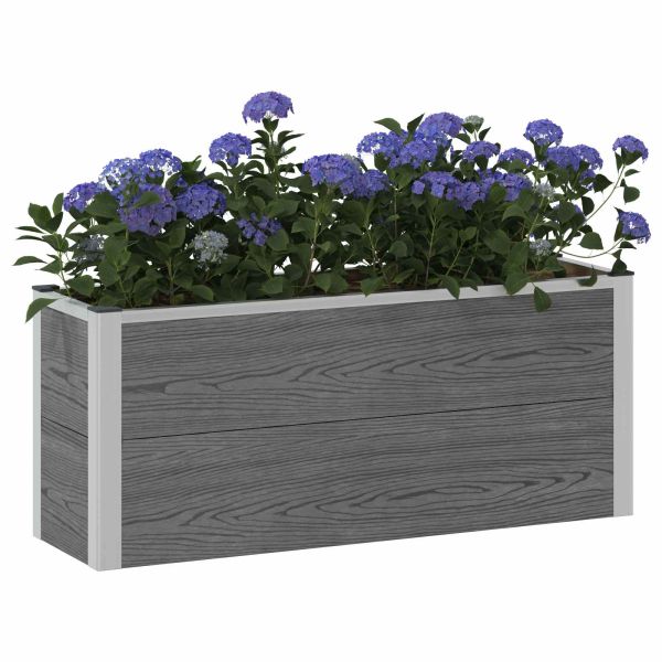 Градинска повдигната леха Сиво 100 x 30 x 22 см WPC и алуминий