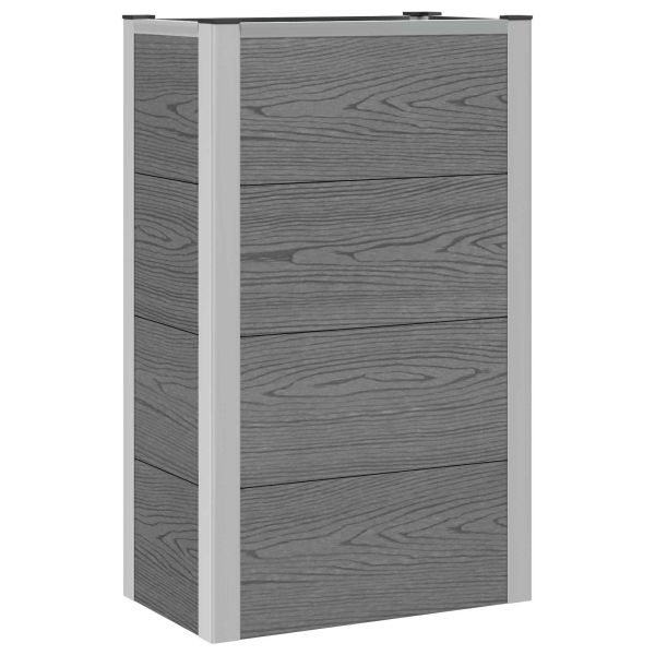 Градинска повдигната леха Сиво 50 x 30 x 22 см WPC и алуминий