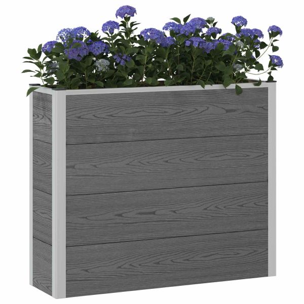 Градинска повдигната леха Сиво 100 x 30 x 22 см WPC и алуминий