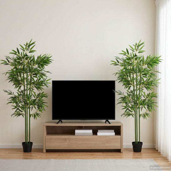 Изкуствено бамбуково дърво 2 pcs Зелено 45 x 18 x 175 см