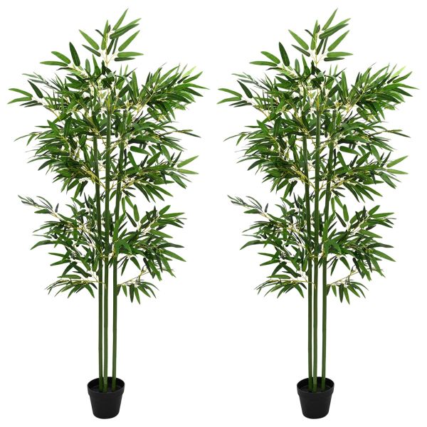 Изкуствено бамбуково дърво 2 pcs Зелено 45 x 18 x 175 см