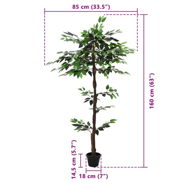 Изкуствено фикус растение Зелено 85 x 18 x 160 см