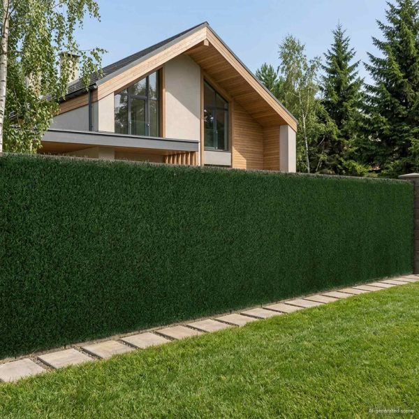 Изкуствена ограда Тъмнозелено 1,5 x 4 m PVC и стомана