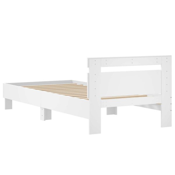 Леглова рамка с табла Бяло 80 x 200 cm Инженерна дървесина