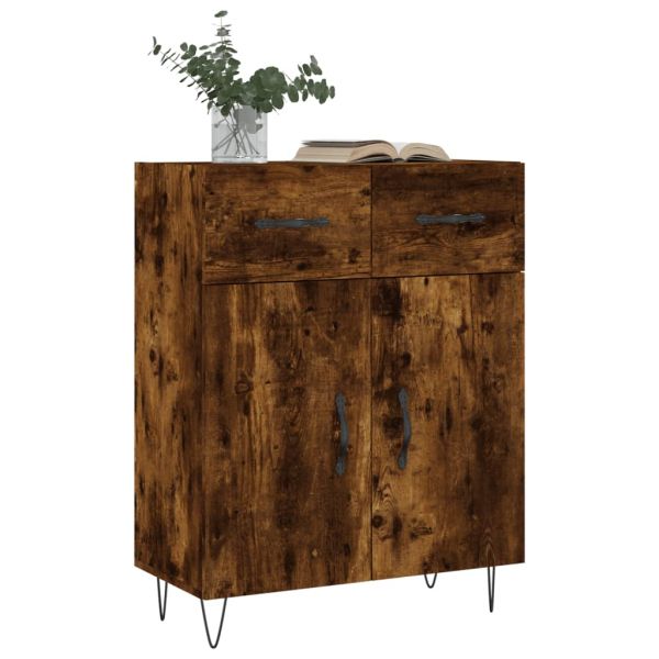 Сайдборд, опушен дъб, 69,5x34x90 см, инженерно дърво
